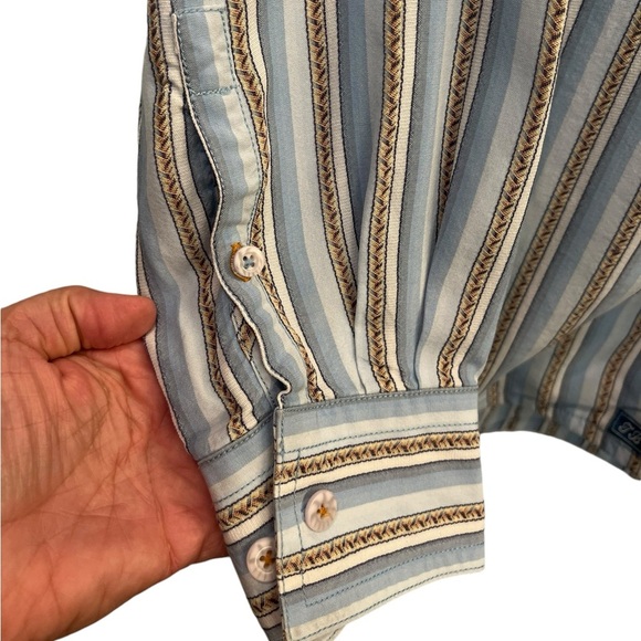 Tommy Bahama Size Large Striped Button 100% Tencel Shirt Classic, Western, Beach - Picture 3 of 8